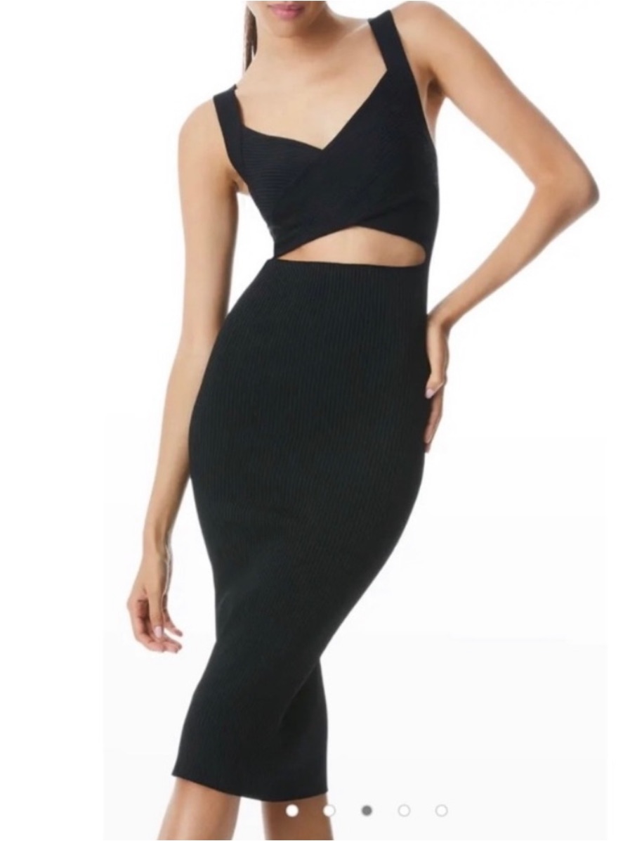 Nwt Alice + Olivia Lidia Twist Front Cut Out Midi Dress